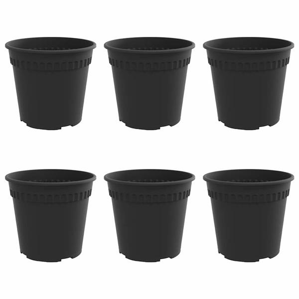 Grote foto vidaxl ronde bloempot 6 pcs zwart 19 x 16 cm kunststof tuin en terras overige tuin en terras