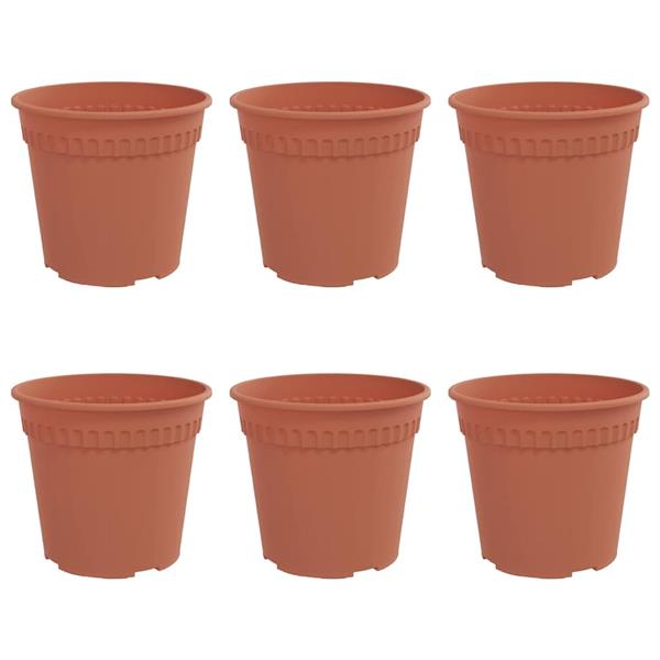 Grote foto vidaxl ronde bloempot 6 pcs baksteenrood 19 x 16 cm kunststof tuin en terras overige tuin en terras