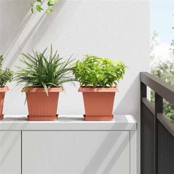 Grote foto vidaxl vierkante bloempot 24 pcs baksteenrood 43 x 43 x 33.5 cm tuin en terras overige tuin en terras