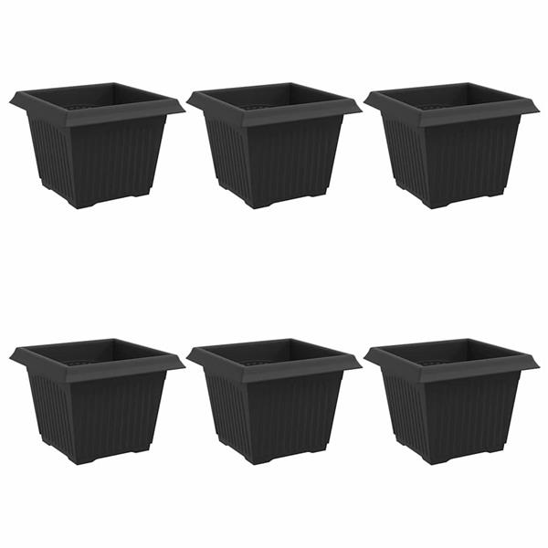 Grote foto vidaxl vierkante bloempot 6 pcs zwart 43 x 43 x 33.5 cm kunststof tuin en terras overige tuin en terras