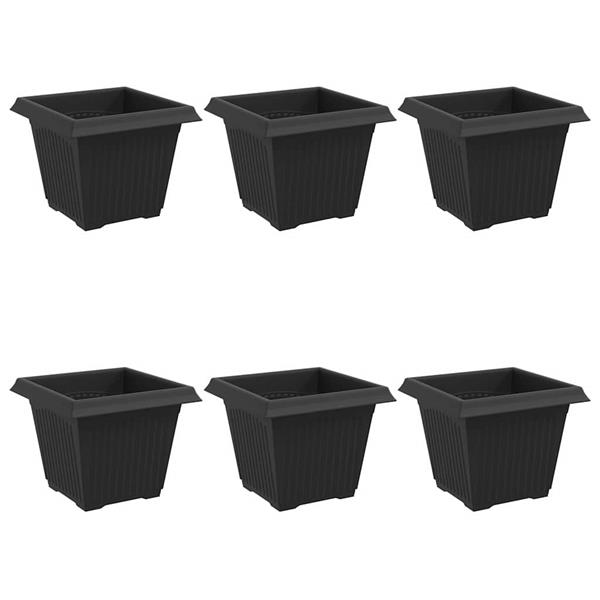 Grote foto vidaxl vierkante bloempot 6 pcs zwart 43 x 43 x 33.5 cm kunststof tuin en terras overige tuin en terras