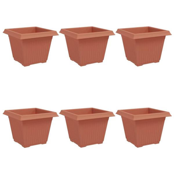 Grote foto vidaxl vierkante bloempot 6 pcs baksteenrood 43 x 43 x 33.5 cm tuin en terras overige tuin en terras