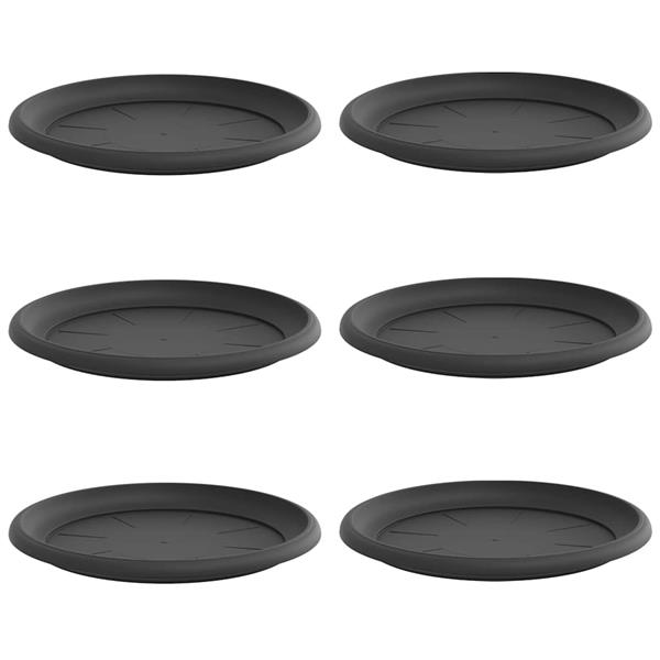 Grote foto vidaxl ronde bloemenschalen 6 pcs zwart 14 x 2 cm kunststof tuin en terras overige tuin en terras