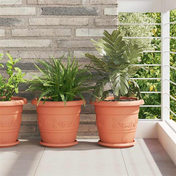 Grote foto vidaxl ronde bloempot 24 pcs baksteenrood 26 x 21.5 cm kunststof tuin en terras overige tuin en terras