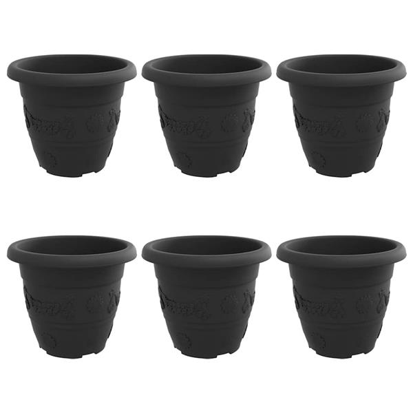 Grote foto vidaxl ronde bloempot 6 pcs zwart 26 x 21.5 cm kunststof tuin en terras overige tuin en terras