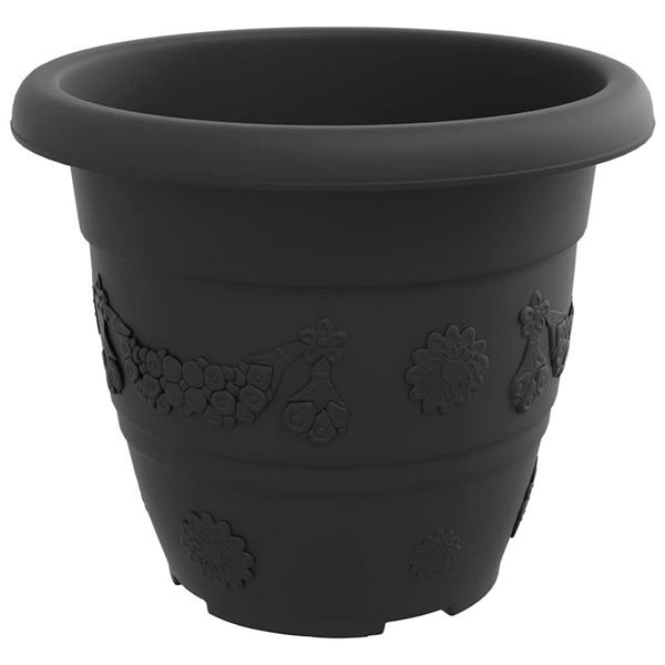Grote foto vidaxl ronde bloempot 6 pcs zwart 26 x 21.5 cm kunststof tuin en terras overige tuin en terras