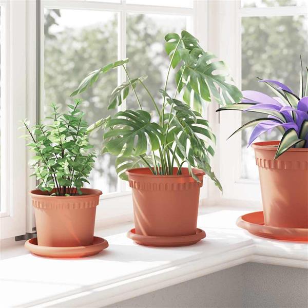 Grote foto vidaxl ronde bloempot 24 pcs baksteenrood 15 x 12 cm kunststof tuin en terras overige tuin en terras