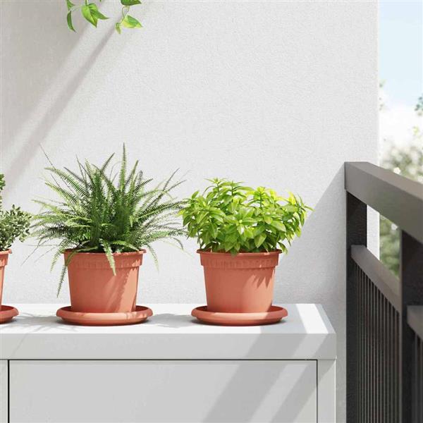 Grote foto vidaxl ronde bloempot 24 pcs baksteenrood 12 5 x 10 cm kunststof tuin en terras overige tuin en terras