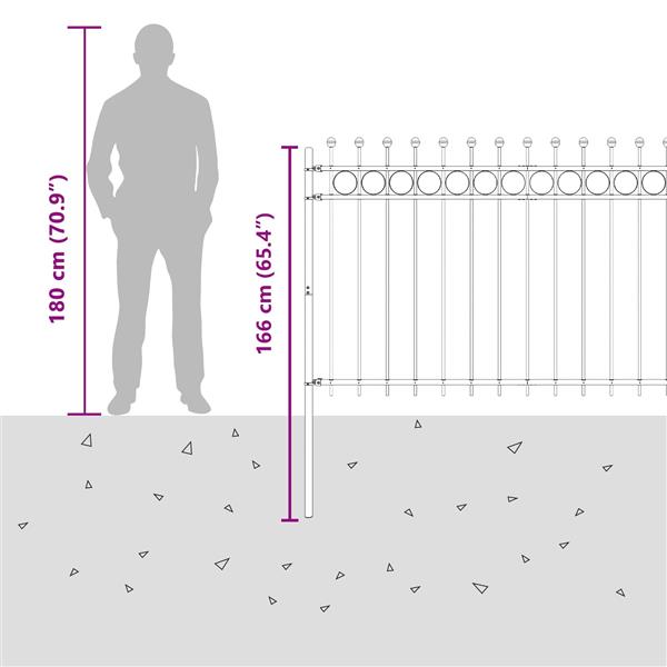 Grote foto vidaxl ringhek zwart 200 x 130 cm gepoedercoat staal tuin en terras hekken en schuttingen