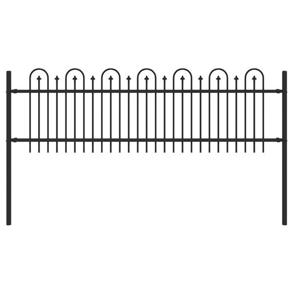 Grote foto vidaxl spike boog hek zwart 200 x 130 cm gepoedercoat staal tuin en terras hekken en schuttingen