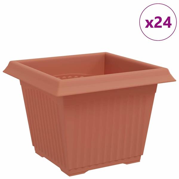 Grote foto vidaxl vierkante bloempot 24 pcs baksteenrood 43 x 43 x 33.5 cm tuin en terras overige tuin en terras