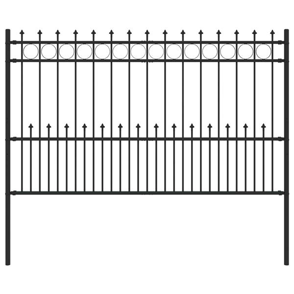 Grote foto vidaxl spike ring hek zwart 200 x 130 cm gepoedercoat staal tuin en terras hekken en schuttingen