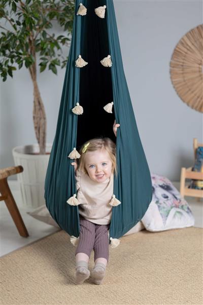 Grote foto hangnest schommel emerald frill kinderhangnest cocon emerald frill kinderen en baby overige