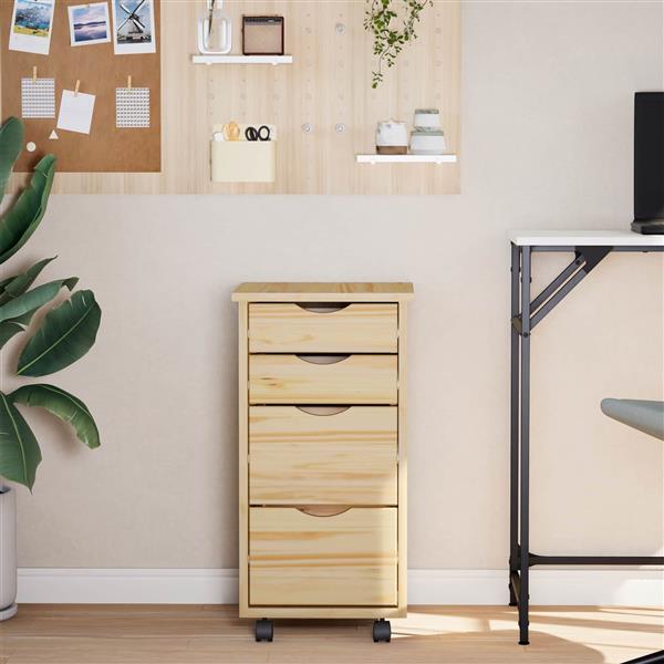 Grote foto vidaxl rolkast met bureau moss heldere vernis 34 x 39 x 65 5 cm huis en inrichting overige