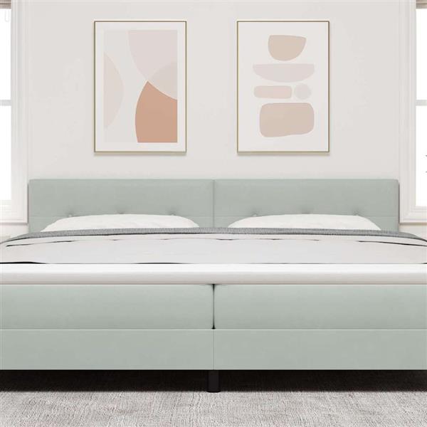 Grote foto vidaxl hoofdbord met hoofdeinde lichtgrijs 200 cm nep leer antiek en kunst stoelen en banken