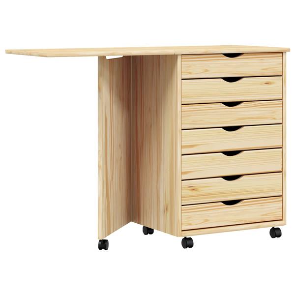 Grote foto vidaxl rolkast met bureau moss heldere vernis 105 5 x 39 x 74 5 cm huis en inrichting overige