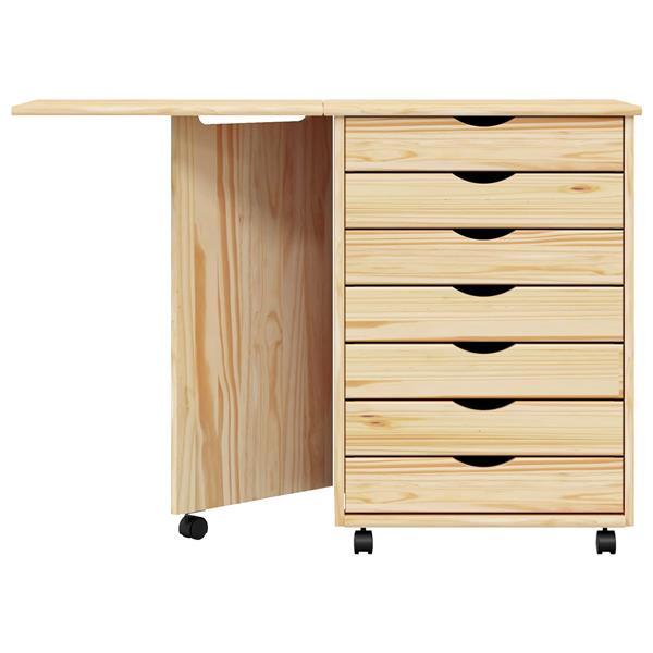 Grote foto vidaxl rolkast met bureau moss heldere vernis 105 5 x 39 x 74 5 cm huis en inrichting overige
