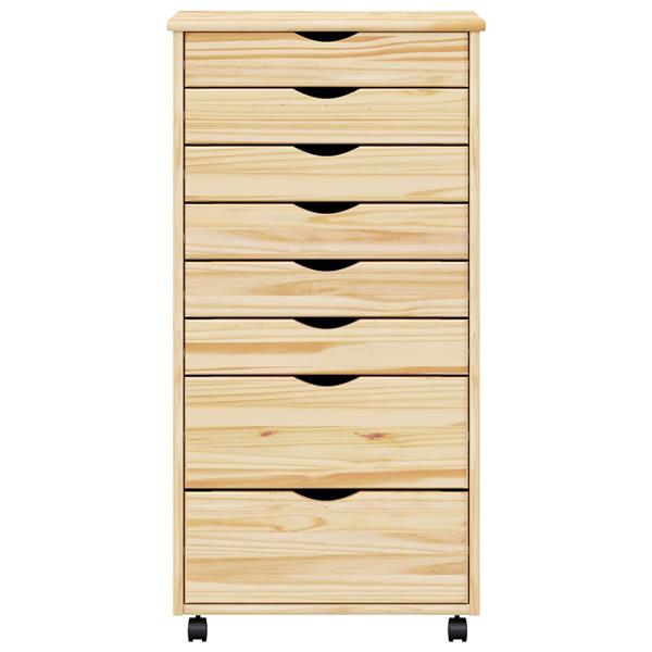 Grote foto vidaxl rolling cabinet met laden moss heldere vernis 53 x 39 x 103 cm huis en inrichting overige