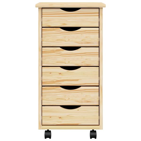 Grote foto vidaxl rolling cabinet met laden moss heldere vernis 34 x 39 x 65 5 cm huis en inrichting overige