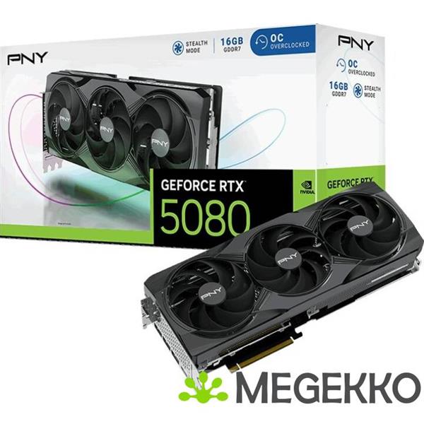 Grote foto pny geforce rtx 5080 16gb overclocked triple fan computers en software videokaarten