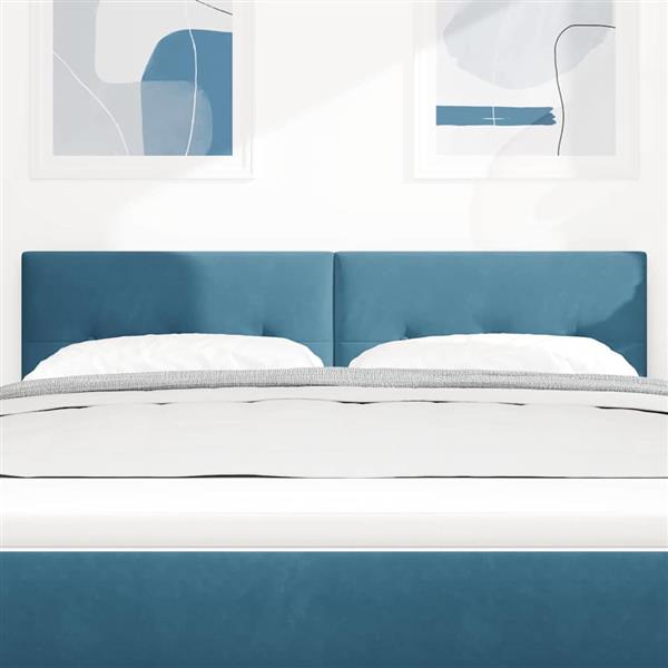 Grote foto vidaxl hoofdbord met hoofdeinde donkerblauw 160 cm nep leer antiek en kunst stoelen en banken