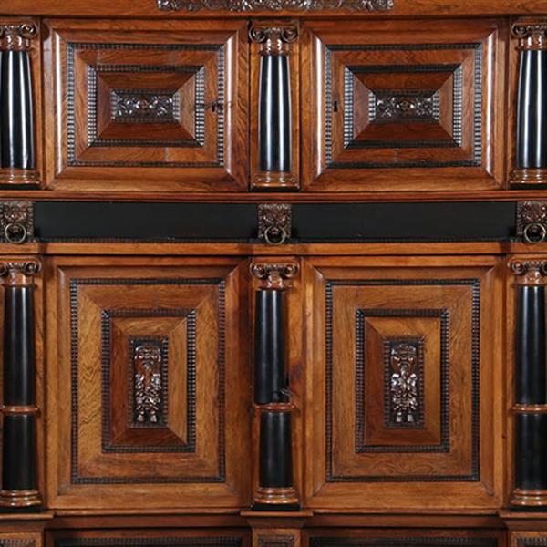 Grote foto markante 4 deurskast uit de gouden eeuw met veel ebbenhout no.371510 antiek en kunst stoelen en banken