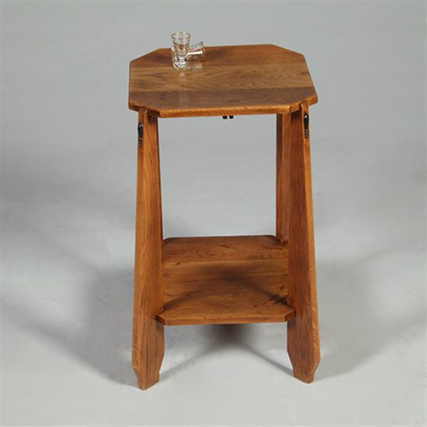 Grote foto bijzettafel of wijntafel amsterdamse school ca 1910 blond eiken met ebbenhout no.361865 antiek en kunst stoelen en banken