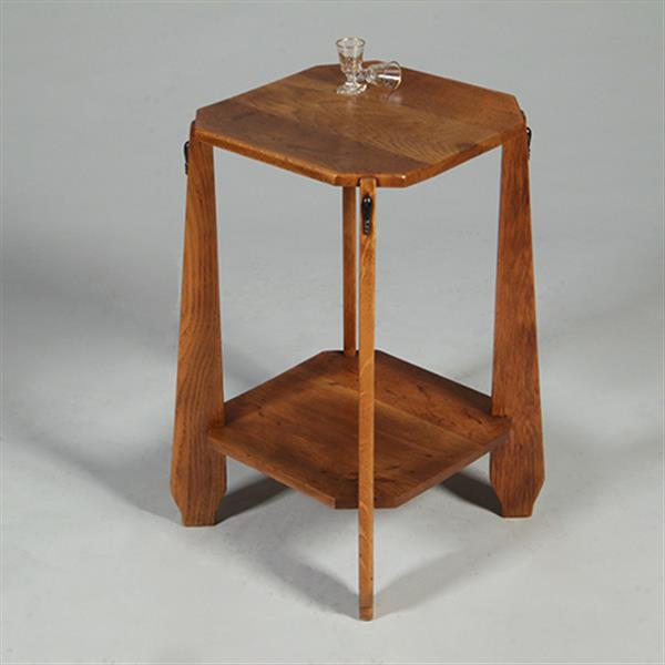 Grote foto bijzettafel of wijntafel amsterdamse school ca 1910 blond eiken met ebbenhout no.361865 antiek en kunst stoelen en banken