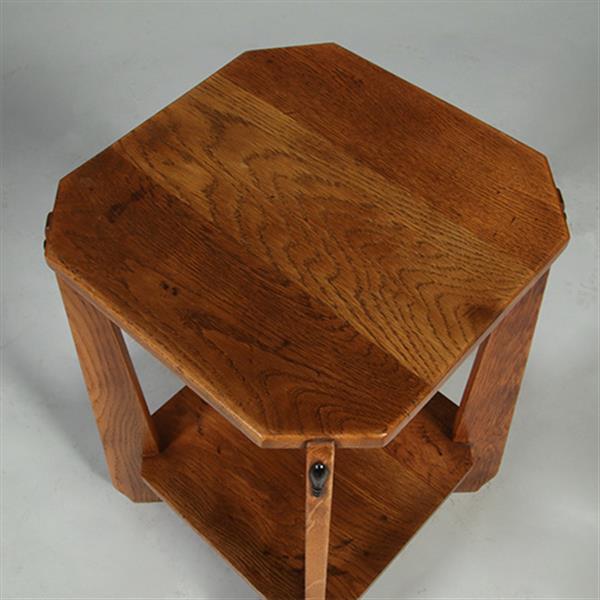 Grote foto bijzettafel of wijntafel amsterdamse school ca 1910 blond eiken met ebbenhout no.361865 antiek en kunst stoelen en banken