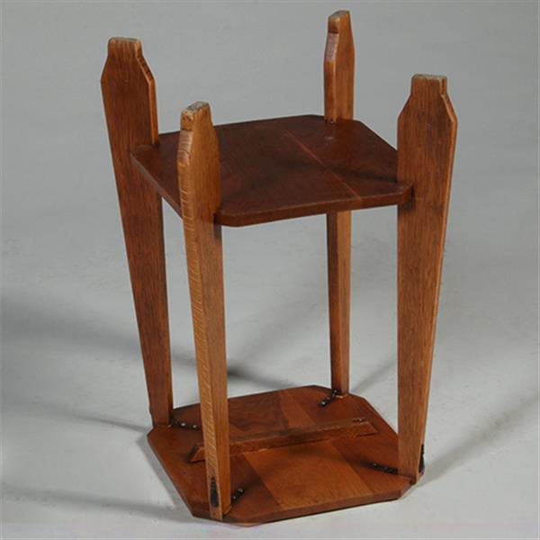 Grote foto bijzettafel of wijntafel amsterdamse school ca 1910 blond eiken met ebbenhout no.361865 antiek en kunst stoelen en banken