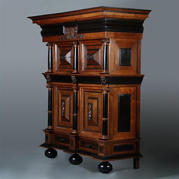 Grote foto markante 4 deurskast uit de gouden eeuw met veel ebbenhout no.371510 antiek en kunst stoelen en banken