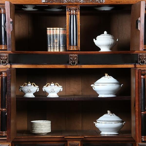 Grote foto markante 4 deurskast uit de gouden eeuw met veel ebbenhout no.371510 antiek en kunst stoelen en banken