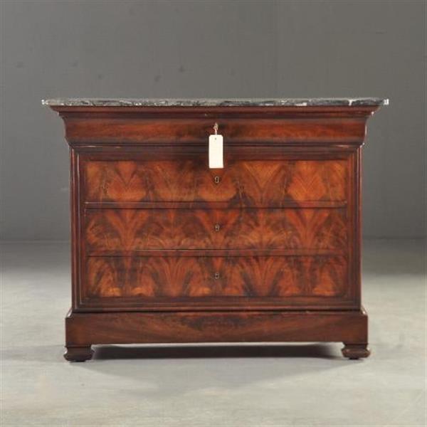 Grote foto louis philippe commode met geheime lade bloemmahonie ca 1830 no.371505 antiek en kunst stoelen en banken