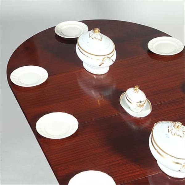 Grote foto eetkamertafel rond uitschuifbaar tot 2.16 m. op kolompoot ca 1820 no.361875 antiek en kunst stoelen en banken