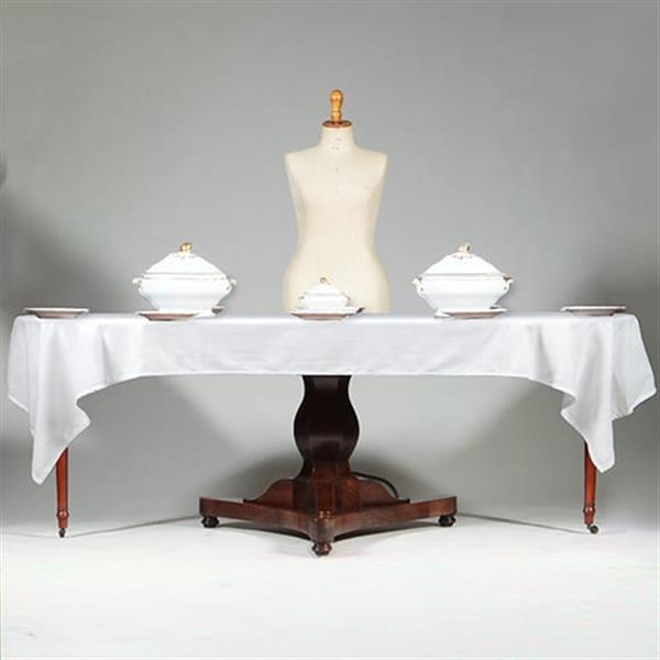 Grote foto eetkamertafel rond uitschuifbaar tot 2.16 m. op kolompoot ca 1820 no.361875 antiek en kunst stoelen en banken