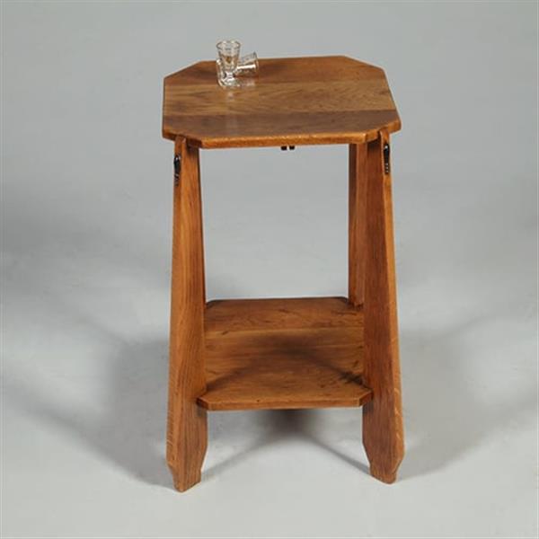 Grote foto bijzettafel of wijntafel amsterdamse school ca 1910 blond eiken met ebbenhout no.361865 antiek en kunst stoelen en banken