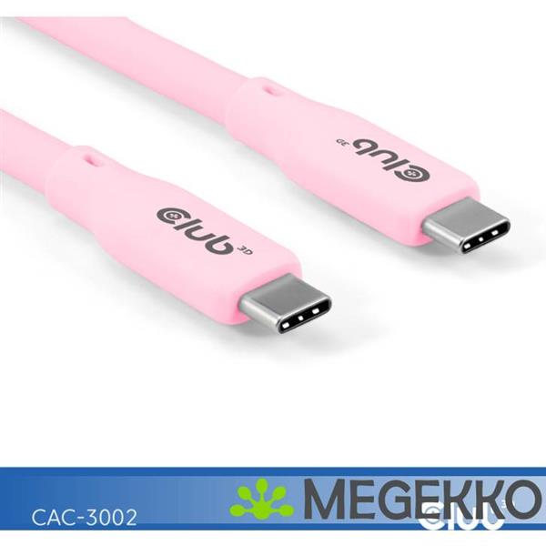 Grote foto club3d usb4 gen 3x2 20gbps 240w usb type c 2m roze computers en software overige computers en software