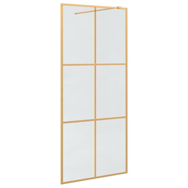 Grote foto vidaxl inloop douche wand goud 90 x 195 cm gehard glas huis en inrichting complete badkamers