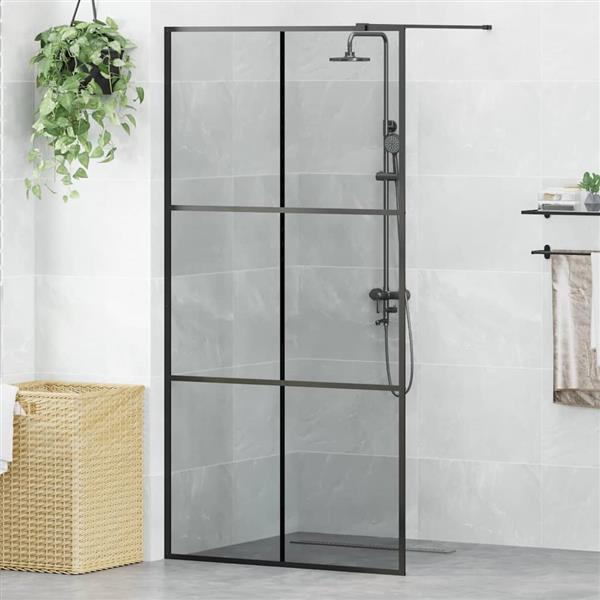 Grote foto vidaxl inloop douche wand zwart 100 x 195 cm gehard glas huis en inrichting complete badkamers