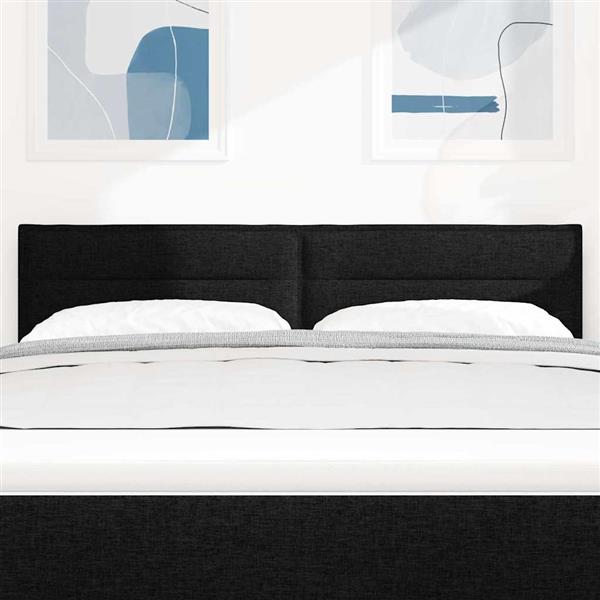 Grote foto vidaxl hoofdbord met hoofdeinde zwart 144 cm nep leer antiek en kunst stoelen en banken