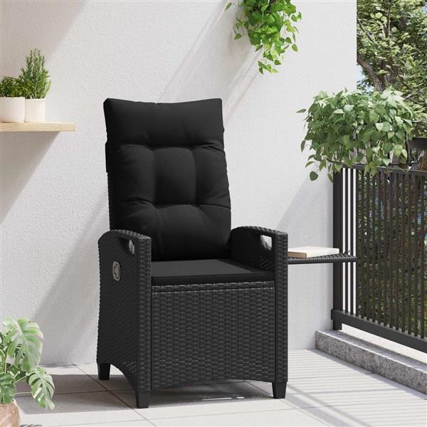 Grote foto vidaxl recliner tuinstoelen zwart 56 x 60 x 112 cm staal en polyester tuin en terras tuinmeubelen