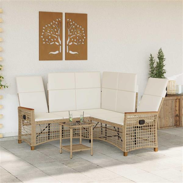 Grote foto vidaxl tuin ligbank set beige en cr me wit 164 x 164 x 112 cm tuin en terras tuinmeubelen