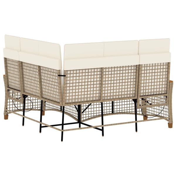 Grote foto vidaxl tuin ligbank set beige en cr me wit 164 x 164 x 112 cm tuin en terras tuinmeubelen