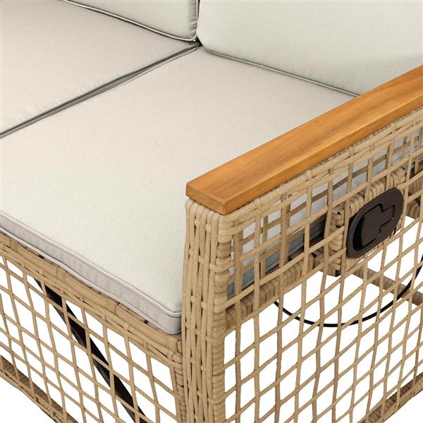 Grote foto vidaxl tuin ligbank set beige en cr me wit 164 x 164 x 112 cm tuin en terras tuinmeubelen