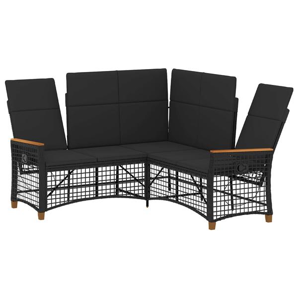 Grote foto vidaxl tuin ligbank set zwart 164 x 164 x 112 cm poly rattan tuin en terras tuinmeubelen