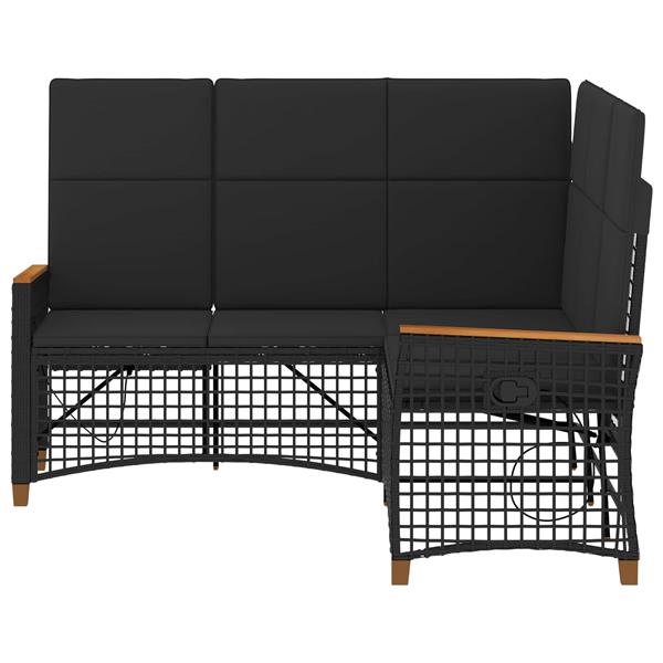 Grote foto vidaxl tuin ligbank set zwart 164 x 164 x 112 cm poly rattan tuin en terras tuinmeubelen