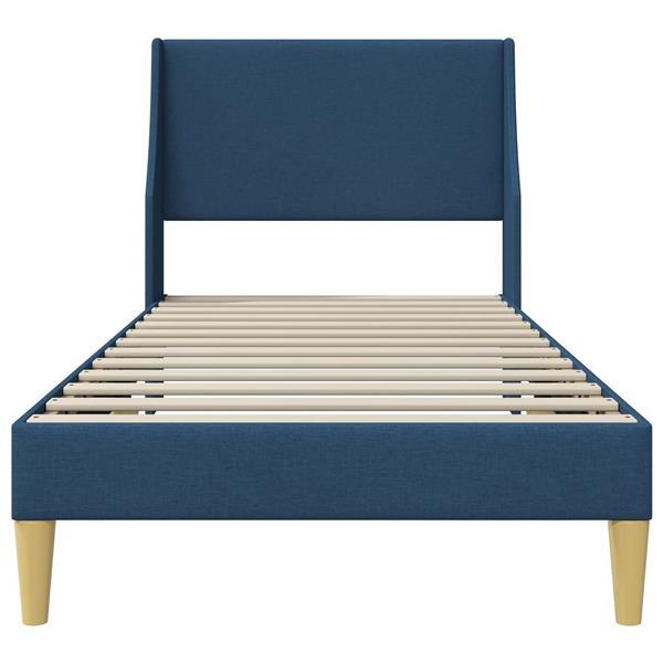 Grote foto vidaxl bedframe met hoofdeinde blauw 100 x 200 cm stof antiek en kunst stoelen en banken