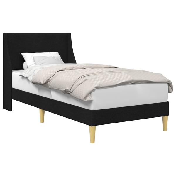 Grote foto vidaxl bedframe met hoofdeinde zwart 90 x 200 cm stof antiek en kunst stoelen en banken