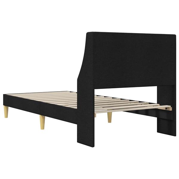 Grote foto vidaxl bedframe met hoofdeinde zwart 90 x 200 cm stof antiek en kunst stoelen en banken