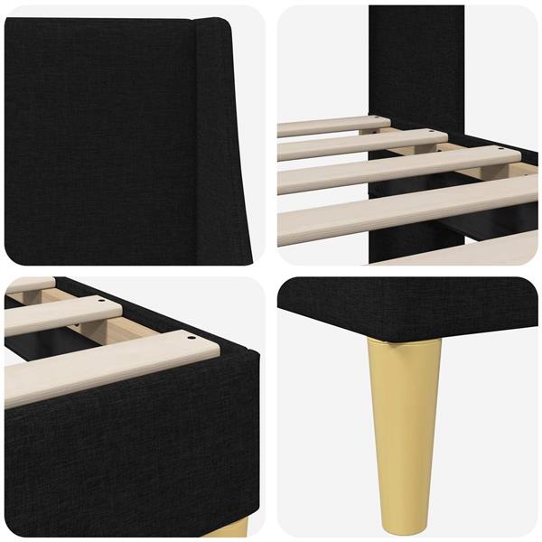 Grote foto vidaxl bedframe met hoofdeinde zwart 90 x 200 cm stof antiek en kunst stoelen en banken